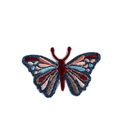 Lot de 3 écussons  papillon coloré bleu 4,2cm x 2,5cm