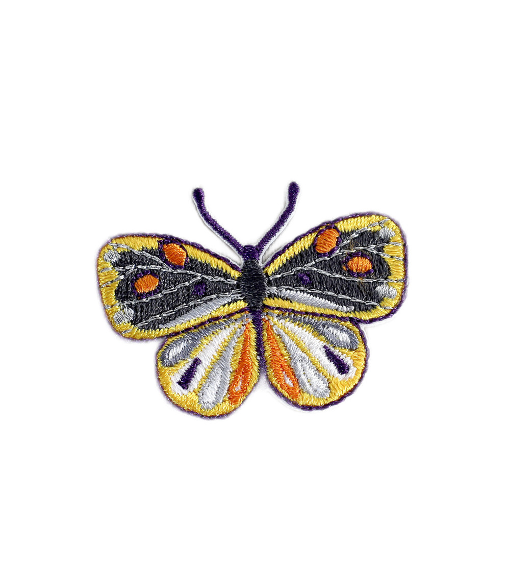 Lot de 3 écussons papillon coloré jaune 4cm x 2,6cm