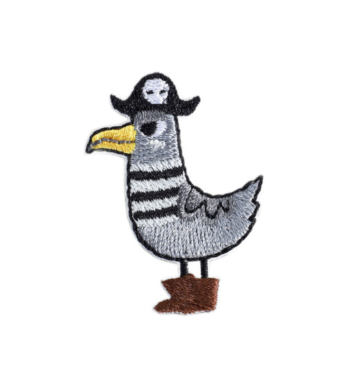 Lot de 3 écussons petits animaux mouette pirate 2,2cm x 4cm