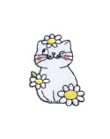 Lot de 3 écussons  chat mignon blanc 3,5cm x 4,5cm