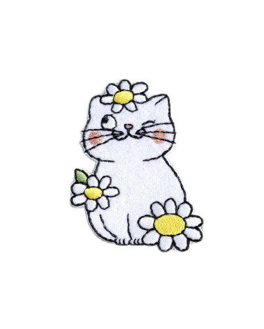 Set of 3 cute white cat patches 3.5cm x 4.5cm
