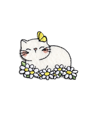 Set of 3 cute beige cat badges 4.5cm x 3.5cm