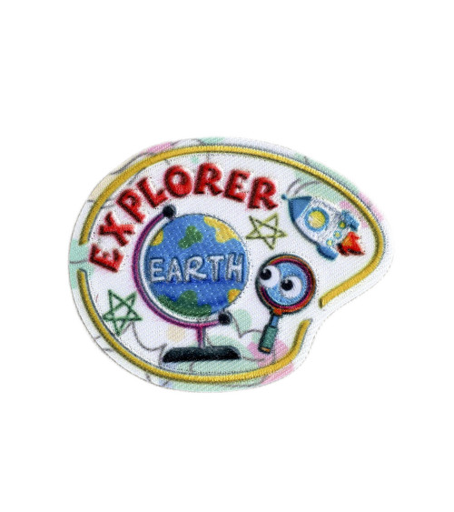 Lot de 3 écussons école explorer earth 5,5cm x 4,5cm