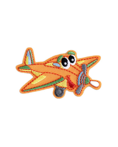 Set of 3 funny transport badges orange plane 6.2cm x 4cm