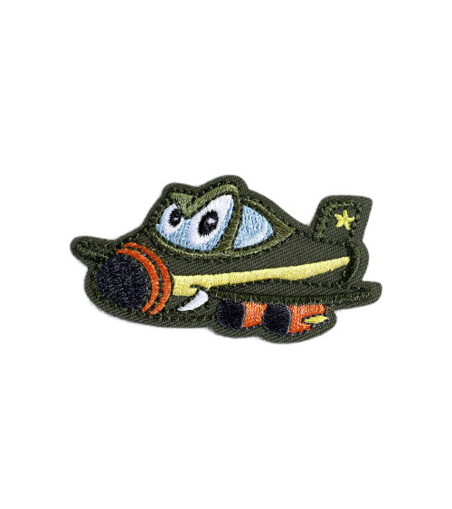 Lot de 3 écussons  transports rigolos avion vert 6cm x 3,5cm