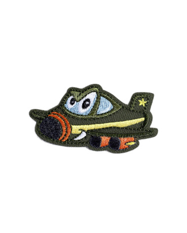 Lot de 3 écussons  transports rigolos avion vert 6cm x 3,5cm