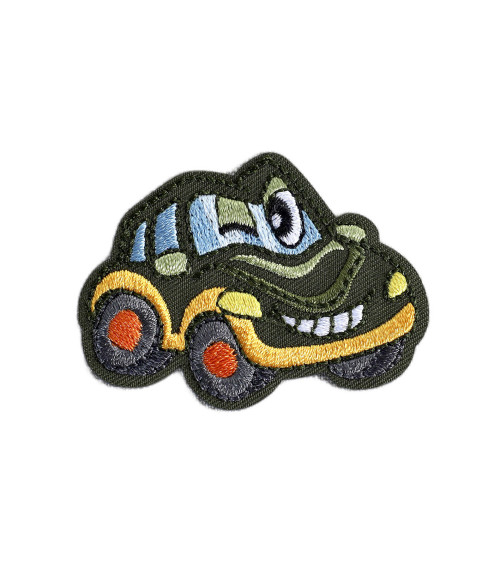 Set of 3 funny transport patches green car 5.5cm x 4cm