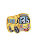 Lot de 3 écussons  transports rigolos bus jaune 5,2cm x 4cm