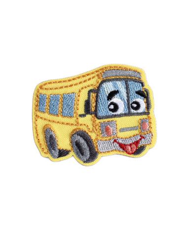 Lot de 3 écussons  transports rigolos bus jaune 5,2cm x 4cm