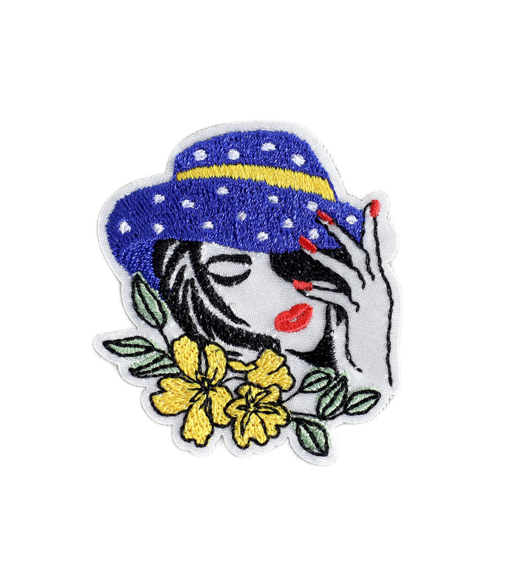 Set of 3 women's fashion fashion hat patches blue 4.7cm x 5.2cm