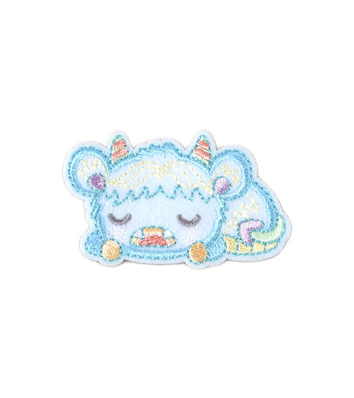 Lot de 3 écussons monstre rigolo chèvre bleue 5,5cm x 3,5cm