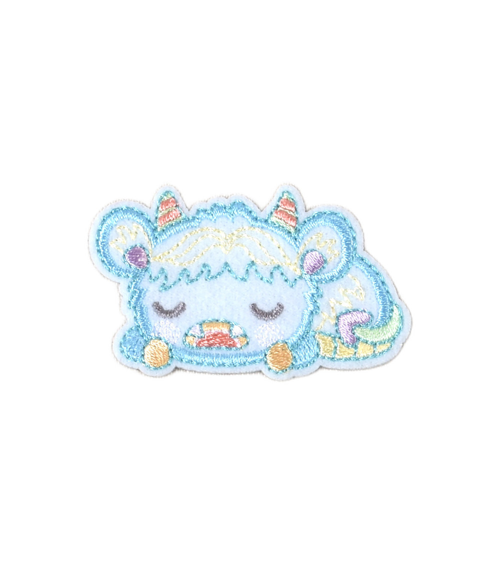 Set of 3 funny blue goat monster patches 5.5cm x 3.5cm