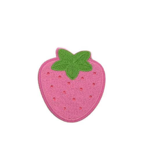 Lot de 3 écussons  fraise rose 5cm x 5,7cm