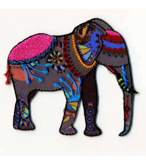 Set of 3 ornate elephant iron-on patches