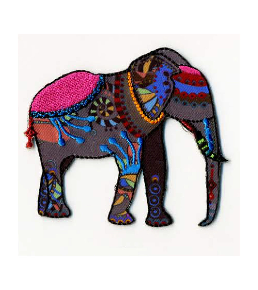 Set of 3 ornate elephant iron-on patches