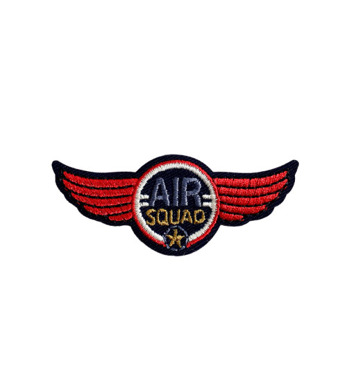Lot de 3 écussons  blason aviation air squad avec ailes rouge 5,7cm x 2,4cm