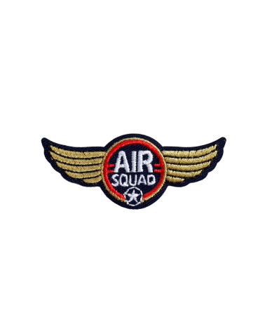 Set of 3 aviation air squad coat of arms patches with gray white wings 5.7cm x 2.4cm