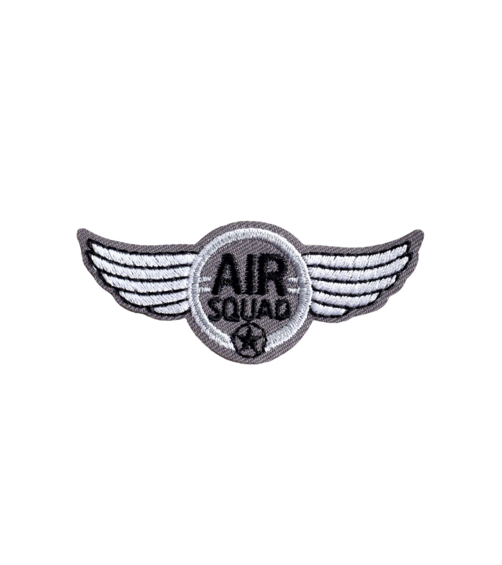 Lot de 3 écussons blason aviation air squad avec ailes rouge doré 5,7cm x 2,4cm