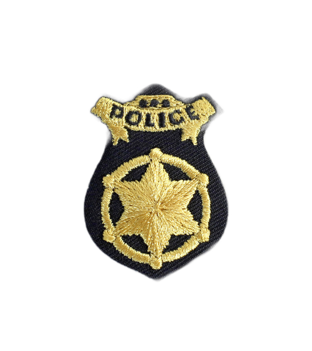 Ecusson badge police or 2,8cm x 4cm