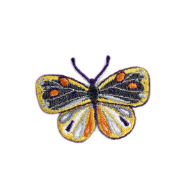 Ecusson papillon coloré jaune 4cm x 2,6cm