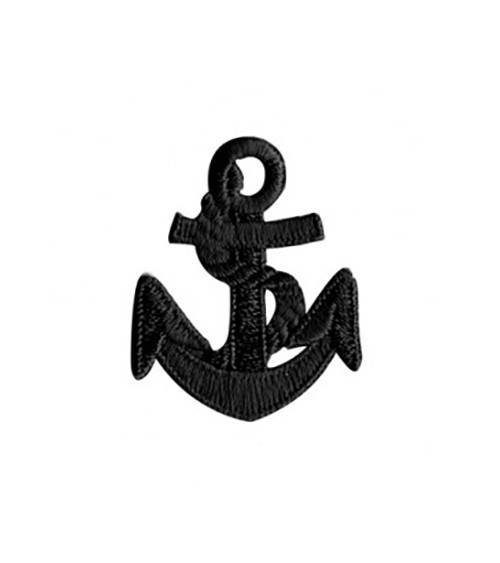 Set of 3 black marine anchor iron-on patches