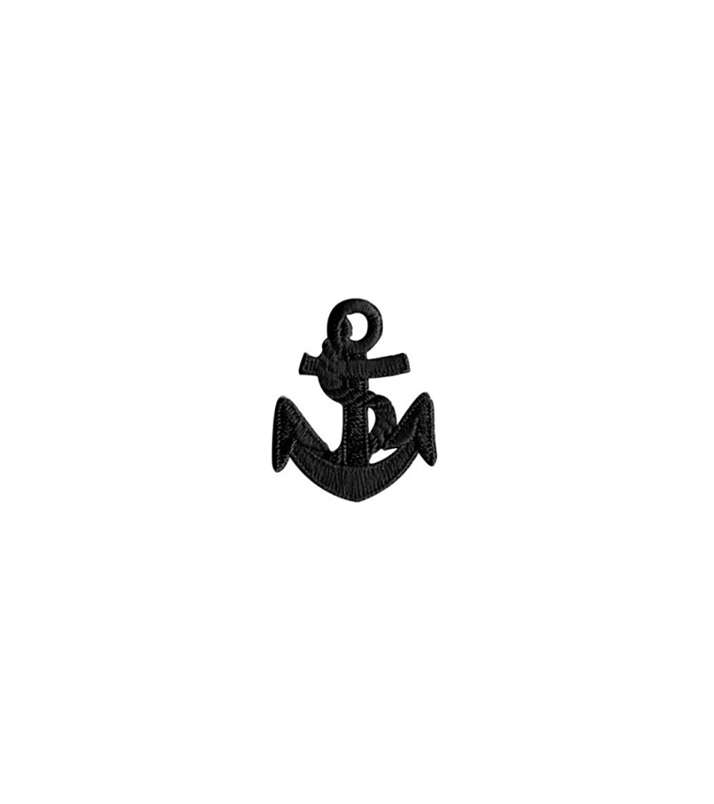 Set of 3 iron-on black marine anchor badges