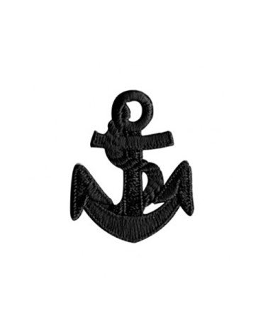 Set of 3 iron-on black marine anchor badges
