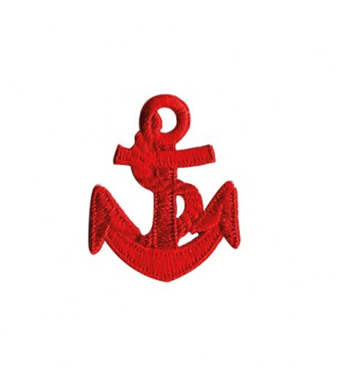 Set of 3 red navy anchor iron-on patches