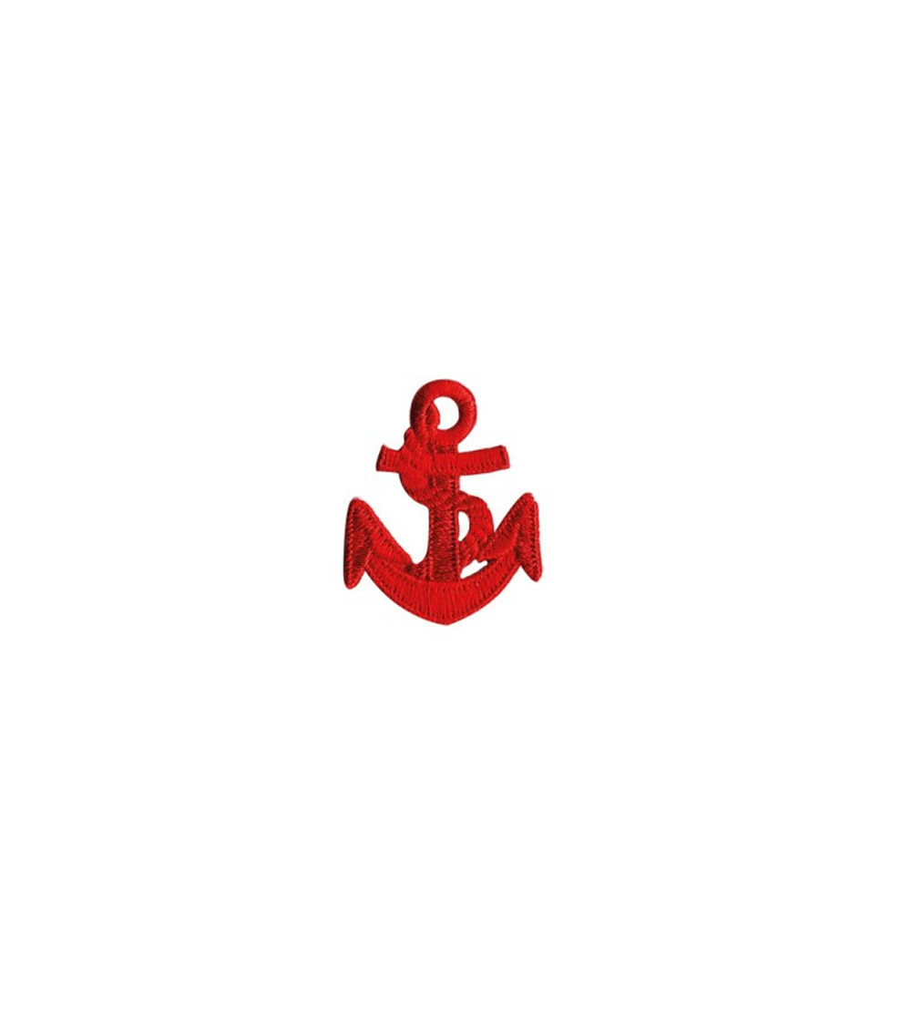 Set of 3 iron-on red marine anchor badges