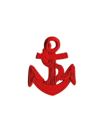 Set of 3 iron-on red marine anchor badges