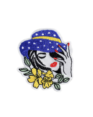 Insignia de moda para mujer, sombrero azul de moda, 4,7 cm x 5,2 cm