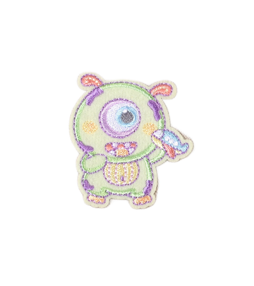 Funny monster badge green monster 4.5cm x 5cm