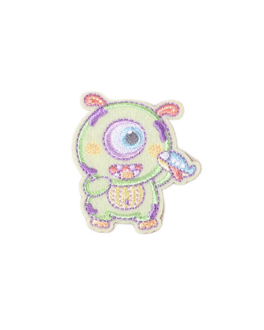 Ecusson  monstre rigolo monstre vert 4,5cm x 5cm