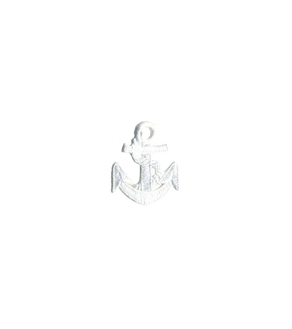 Set of 3 iron-on white marine anchor badges