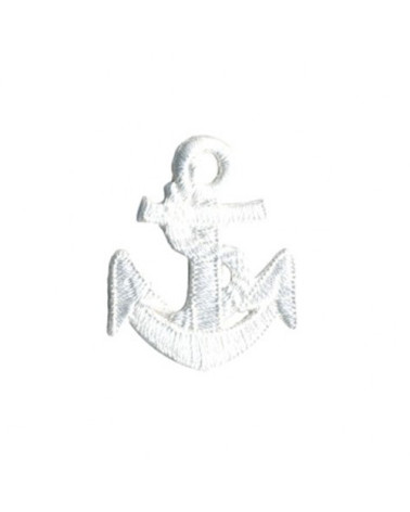 Set of 3 iron-on white marine anchor badges
