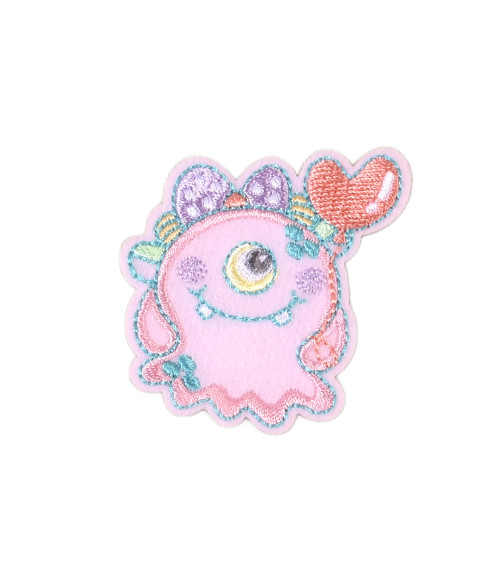 Ecusson  monstre rigolo monstre violet 4cm x 4,5cm