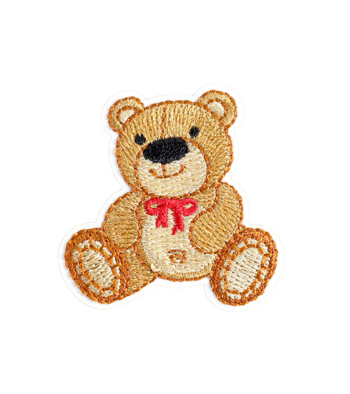 Cute teddy bears badge red bow 4cm x 4.2cm