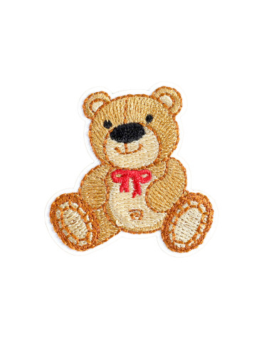 Cute teddy bears badge red bow 4cm x 4.2cm