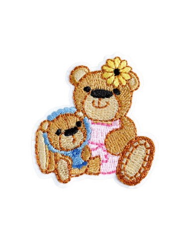 Ecusson  oursons mignons maman et bébe 4cm x 4,5cm