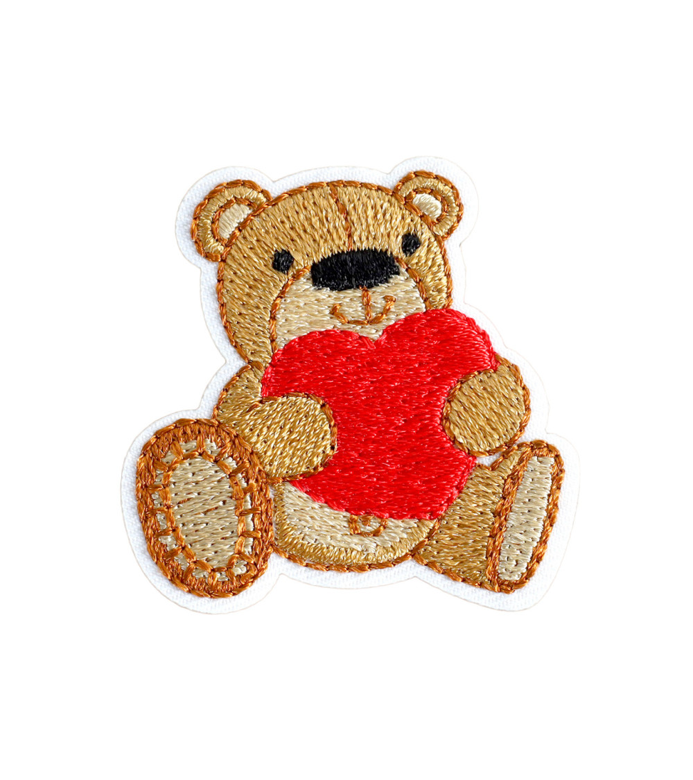Cute red heart teddy bear badge 4cm x 4cm