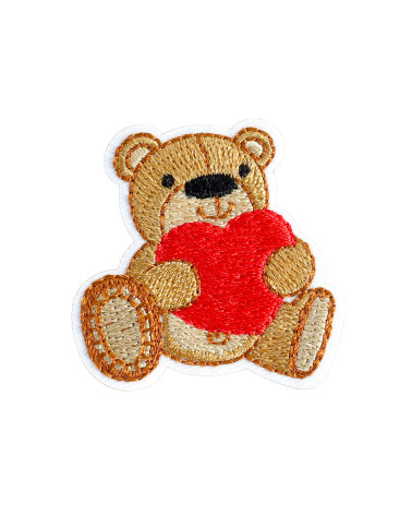Ecusson  oursons mignons coeur rouge 4cm x 4cm