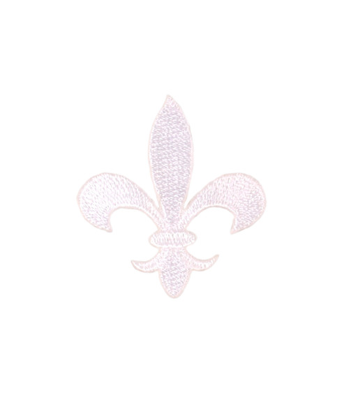 White fleur-de-lys badge 3.5cm x 4cm