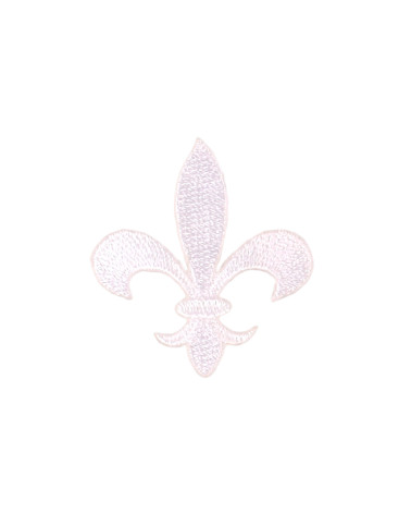White fleur-de-lys badge 3.5cm x 4cm