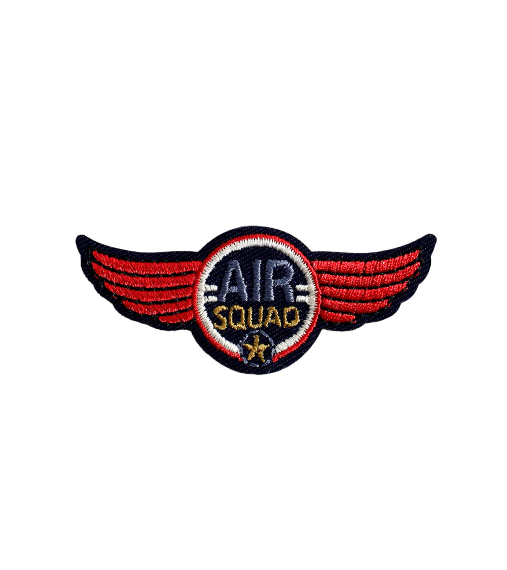 Ecusson blason aviation air squad avec ailes rouge 5,7cm x 2,4cm