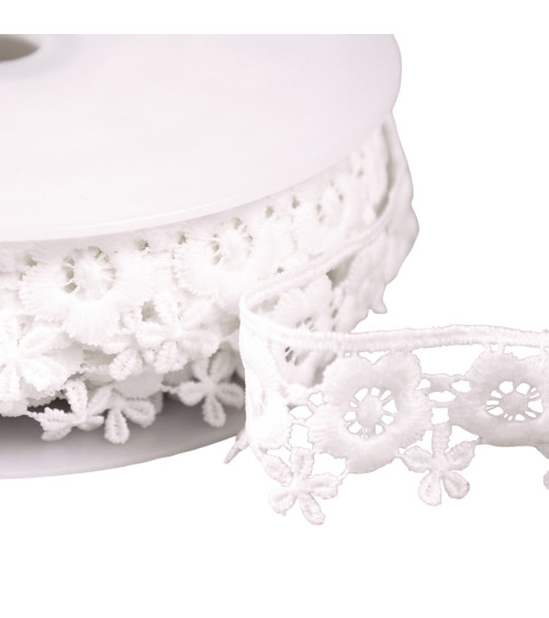 Spool 13.5m guipure flowers 35mm white
