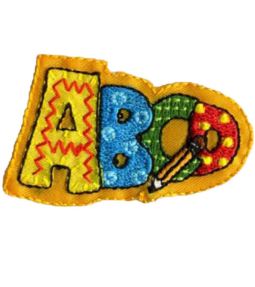 Set of 3 ABC school iron-on patches