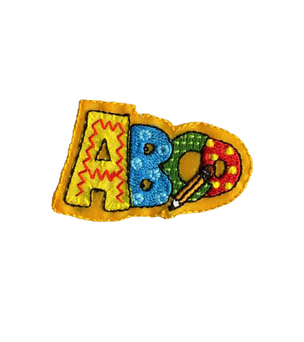 Set of 3 ABC school iron-on patches