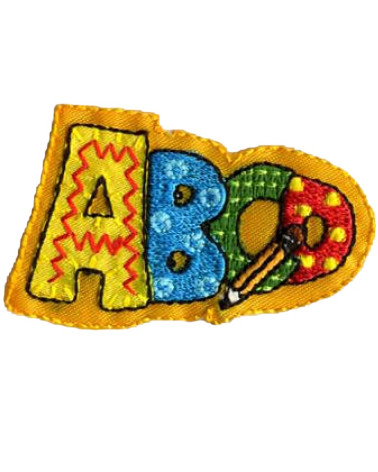 Set of 3 ABC school iron-on badges