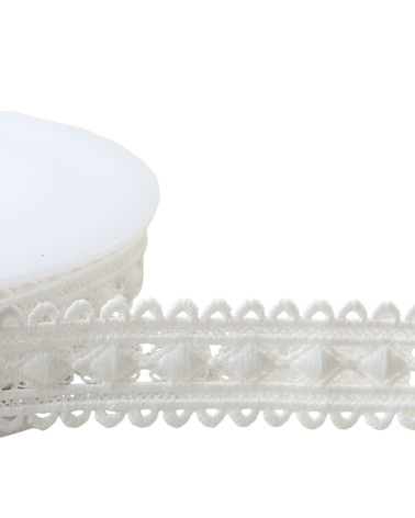 Carrete 13,5m guipur diamantes 30mm crudo