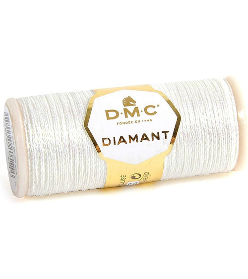 Bobine fil DMC diamant métallisé monobrin broderie et point de croix blanc lumineux